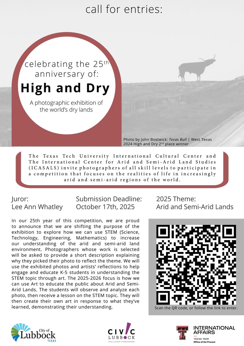 The TTU International Cultural Center and The International Center for Arid &amp; Semi-Arid Land Studies (ICASALS) invite photographers of all skill levels to participate in a competition that focuses on the facilities of life in increasingly arid and semi-arid regions of the world.