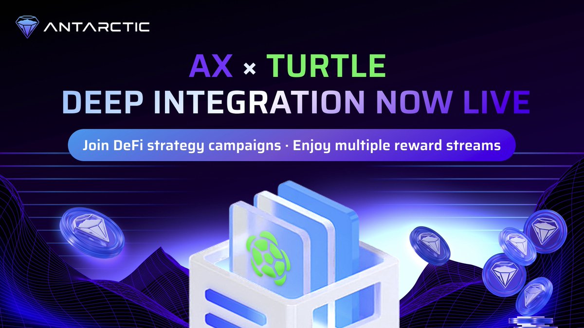 Antarctic_Ex's tweet image. 🐢Ready to dive into DeFi with ease? Antarctic Exchange has officially integrated with @turtledotxyz .

🐢 Turtle  is a Web3 distribution protocol that helps users track their DeFi activities—such as providing liquidity, trading, staking, and referrals—via API, and earn rewards…