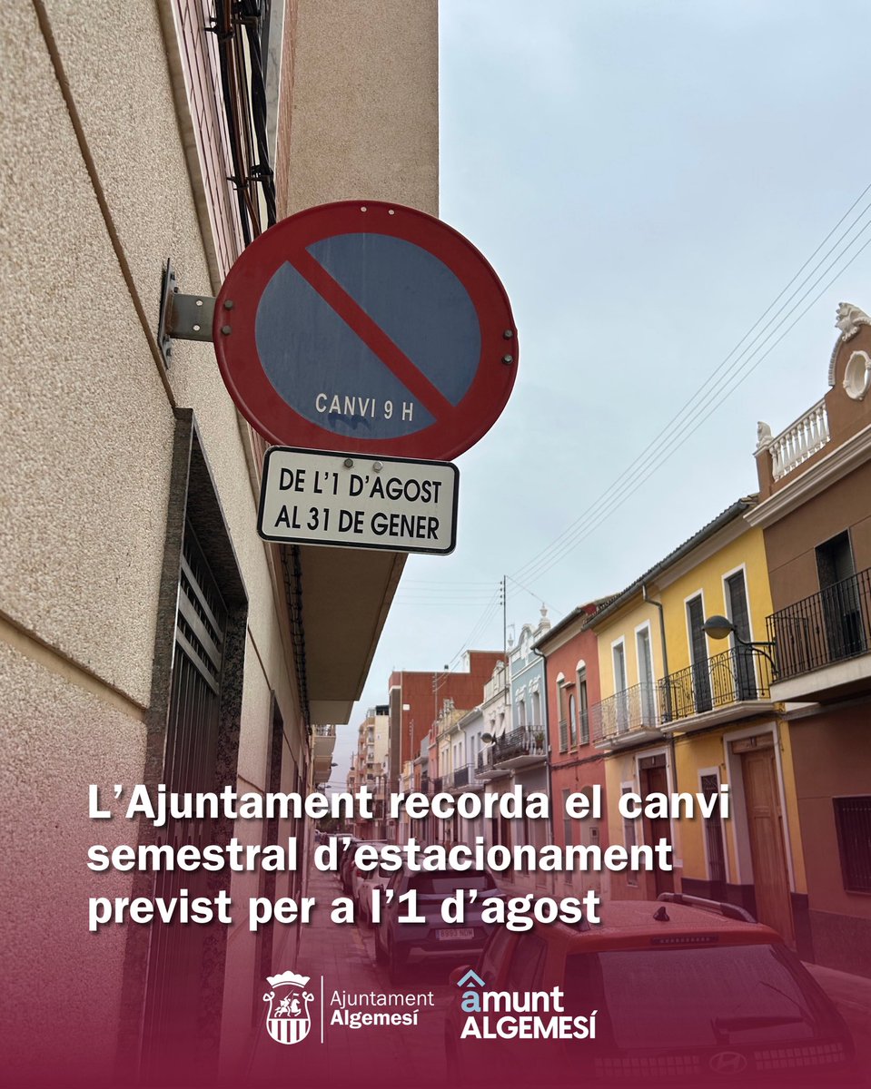 🕘 El proper divendres, 1 d’agost, a les 9.00 hores, tindrà lloc el canvi semestral d'estacionament en els carrers afectats.

🤝 Per tal d'evitar sancions innecessàries i molèsties al veïnat, es demana la col·laboració ciutadana.