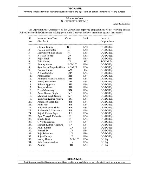 दिल्ली: गृह मंत्रालय (MHA) ने सीनियर IPS अफसरों की इम्पैनलमेंट लिस्ट जारी की।
UP से सुजीत पांडेय, अखिल कुमार, प्रकाश डी समेत कई अफसर शामिल!
#IPS #MHA #BreakingNews #Delhi
