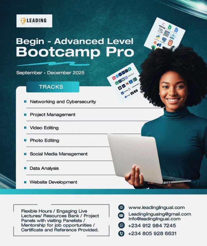 Dr. Omolola Anthonia Eddo (BA, M.ED , D.ED , DBA) (@dranthoniaeddo) on Twitter photo No where in the world will you get 
🎯Networking and Cybersecurity, 
🎯Data Business Analysis 
🎯Video Editing and Content Creation, Photography and Social Media Management. 
🎯 Project Management and Product Management 
🎯Full Stack - Website Development 
🚀Flexible Online No where in the world will you get 
🎯Networking and Cybersecurity, 
🎯Data Business Analysis 
🎯Video Editing and Content Creation, Photography and Social Media Management. 
🎯 Project Management and Product Management 
🎯Full Stack - Website Development 
🚀Flexible Online