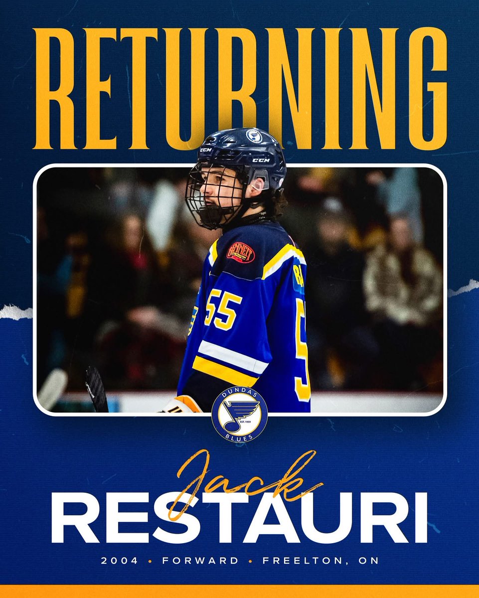 The Blues are excited to have 
Jack Restauri returning for the Blues 2025/26 season. 
Jack is definitely one of the Blues leaders and fan favourites. 🏒