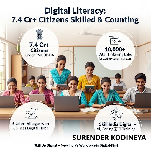 📚 “#Digital #Literacy &amp; #Skills #Building New India’s #Workforce, One Digital #Citizen at a Time”
India’s Digital India #Mission isn’t just about #infrastructure — it’s about equipping #people with digital skills to participate in the digital #economy, from #rural #villages to