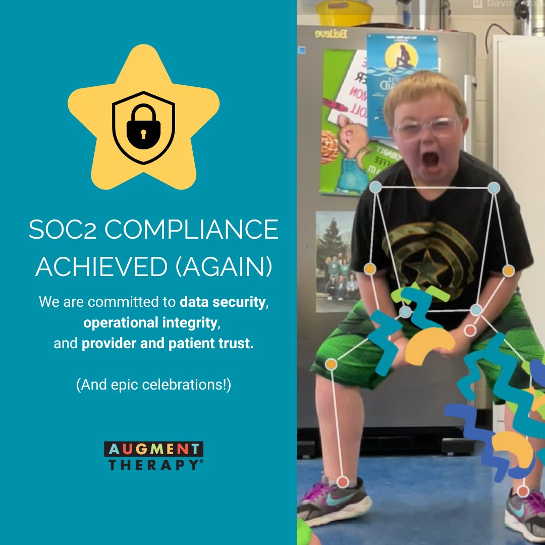 Augment Therapy (@augment_therapy) on Twitter photo 🎉 We did it again—SOC 2 Type 2 compliant! 🎉
Our systems are independently verified & continuously monitored to protect sensitive data:
🔒 Peace of mind for providers & families
🙌 Secure, accessible rehab for all
Thanks <a href="/PeaseBellCPAs/">Pease Bell CPAs</a>!
#SOC2 #HealthTech #DataSecurity 🎉 We did it again—SOC 2 Type 2 compliant! 🎉
Our systems are independently verified & continuously monitored to protect sensitive data:
🔒 Peace of mind for providers & families
🙌 Secure, accessible rehab for all
Thanks <a href="/PeaseBellCPAs/">Pease Bell CPAs</a>!
#SOC2 #HealthTech #DataSecurity