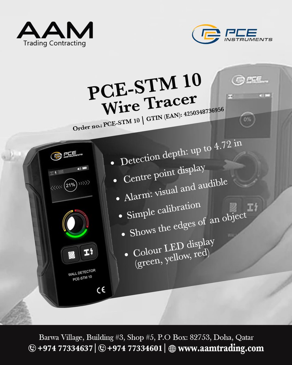 aam__trading's tweet image. Advanced Wire Tracer detects power lines, wooden beams, metal, and even water-filled pipes—through walls, floors, and ceilings. With a color LCD display, LED indicators, and 3 precision modes, it ensures safe and accurate detection on any surface. 

#wiretrace  #AAMTrading