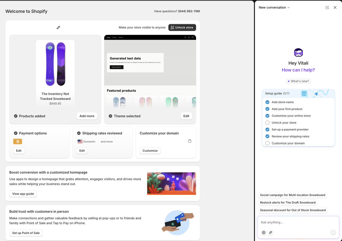 Just noticed that <a href="/Shopify/">Shopify</a>  now lets you complete the entire store onboarding right inside the Sidekick AI chat. Looks super smooth.