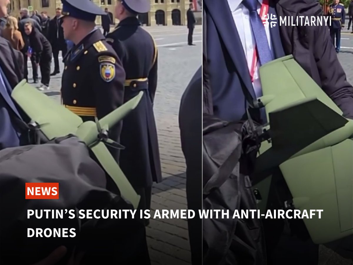 ❗ A portable Elka interceptor drone has been spotted in service with the Federal Security Service, which is responsible for the security of the Russian president.

Radio technology specialist Serhiy “Flash” Beskrestnov published the photo of the guard.

militarnyi.com/en/news/putin-…