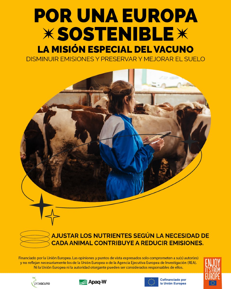 🌍💚 Por una Europa más sostenible, también desde nuestras ganaderías:

- Menos emisiones
- Recursos hídricos
+ Más biodiversidad
+ Mejores suelos

#VacunoSostenible #EUAgriPromo #EnjoyItsFromEurope #GanaderíaResponsable