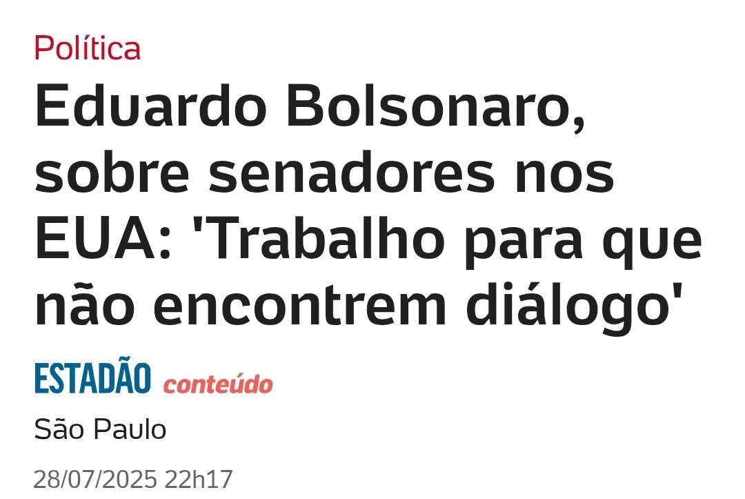 Ué, por que nenhum analista cobra Eduardo Bolsonaro por seus atos golpistas e crimes contra a pátria? Por que ninguém fala abertamente que ele comete terrorismo político todos os dias? É muito conveniente atacar o Lula enquanto passam pano para quem ameaça a democracia todos os