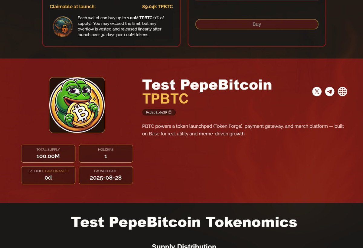 Token Forge on Base (PBTC) tweet media