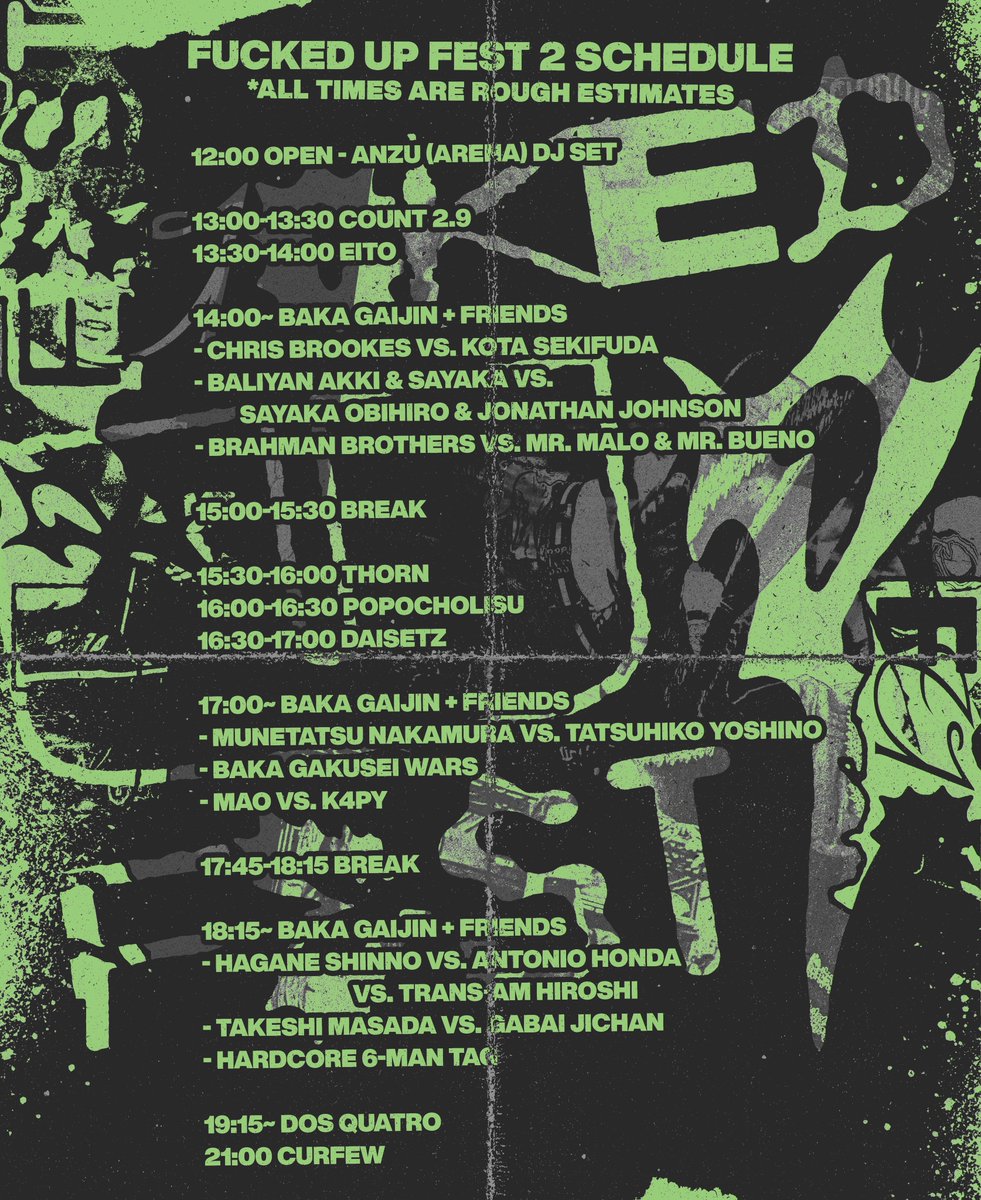 タイムテーブル解禁！

スケジュールは変更される可能性がございますので、ご了承ください。

チェキ会は一日を通してさまざまな時間に開催予定です。

以上！

#FUFEST2 #bakagaijin