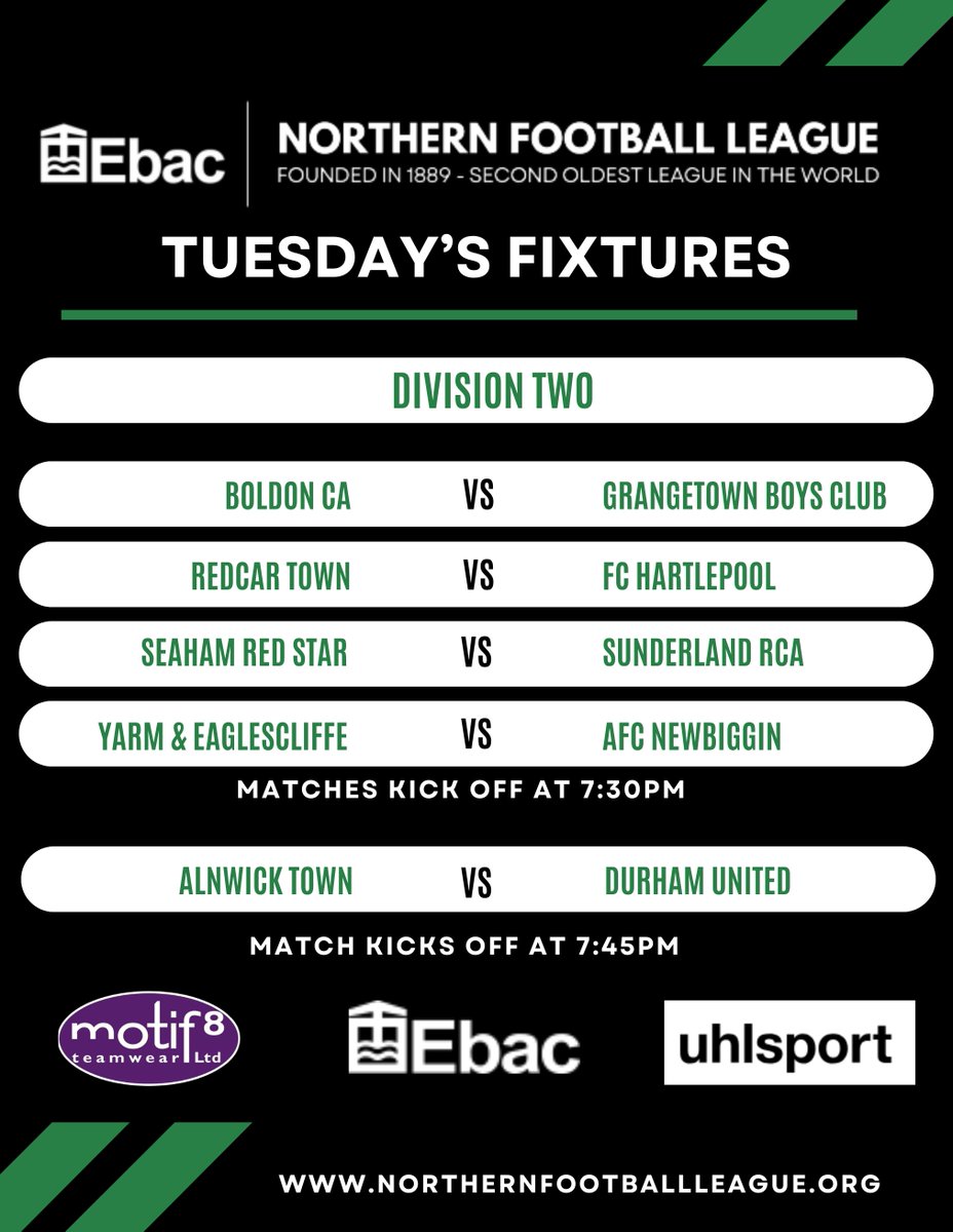 Tuesday's fixtures in the <a href="/EbacNorthernLge/">Ebac Northern Football League</a>. 

Which match are you off to this evening?