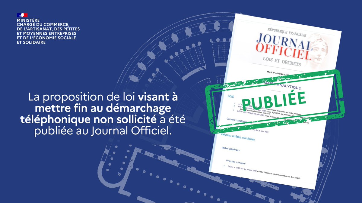 #Démarchage 📲 | Afin de lutter contre les fraudes aux aides publiques, une loi a été votée le 30 juin 2025 afin d’instaurer de nouvelles mesures renforçant l’encadrement de plusieurs aspects liés au démarchage commercial, à la rénovation énergétique, ou encore à la formation