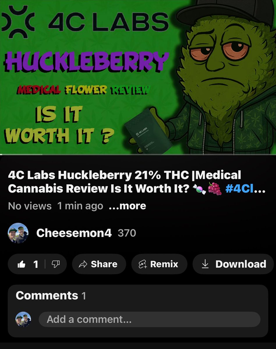 4C Labs Huckleberry 21% THC |Medical Cannabis Review Is It Worth It? 🍬🍇

 #4Clabs  #Huckleberry #legal #WeedTwitter #CannabisCommunity #StonerNation #420Life #HighAF #ZazaOnly #SmokersClub 

youtu.be/mKmlemKJBmg