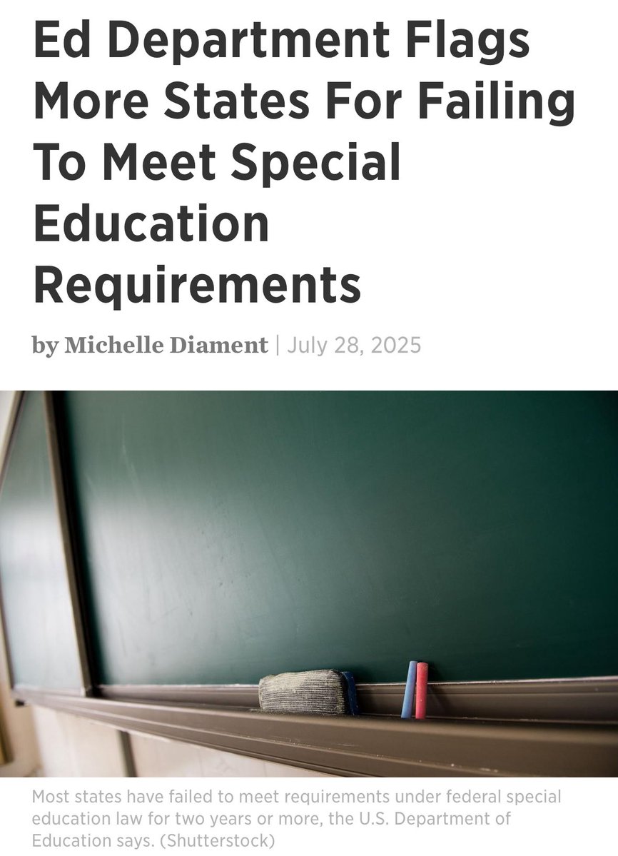🚨 BREAKING: The U.S. Department of Education has identified an **increasing** number of states failing to meet their obligations under the Individuals with Disabilities Education Act (IDEA), with **most states deficient for multiple years consecutively**.

“These data […]