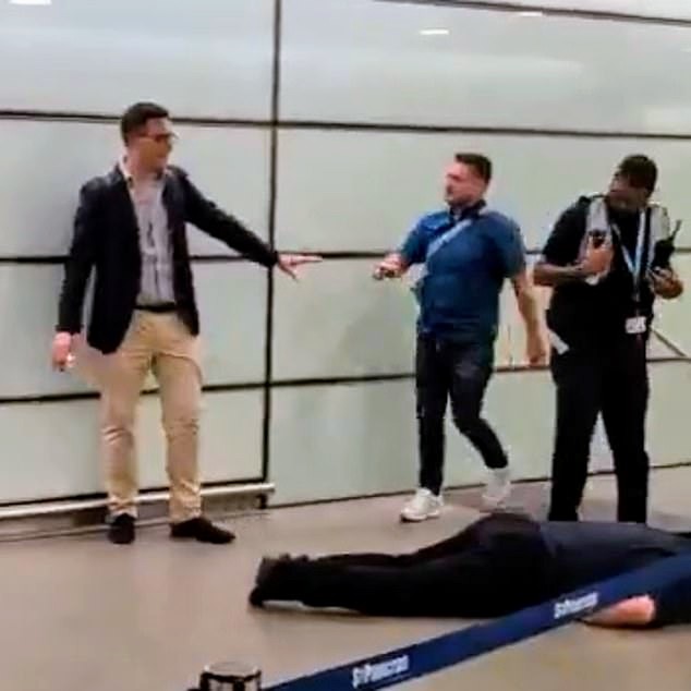 Tommy Robinson sporting a gashed forehead after he was the subject of an assault in St Pancras Station in London yesterday.

The attacker was laid out cold by Robinson and received emergency treatment before being taken to hospital.

We understand Robinson has since left the UK.