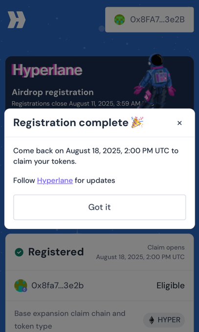 Season 2 $HYPER #Airdrop pre-registration has officially started at <a href="/Hyperlane/">Hyperlane ⏩</a>! 

⚡️Access: claim.hyperslane.network

We invite the entire #HyperLane community to register!