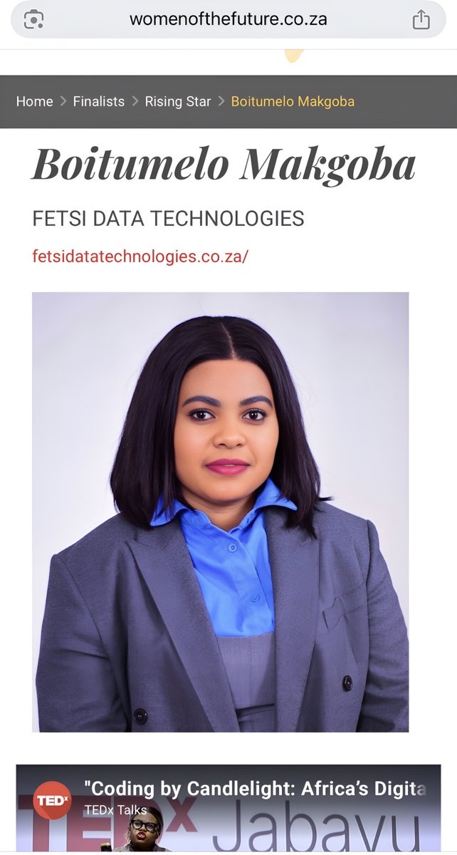 Women of the future recognition by Santam🇿🇦
They told me AI wasn’t for girls like me but I built it anyway .now I’m designing tech that speaks for you and with you especially if the world never did . I’m a data leader  and business woman 
#BuiltNotBegged #AiforGood #FetsiAccess