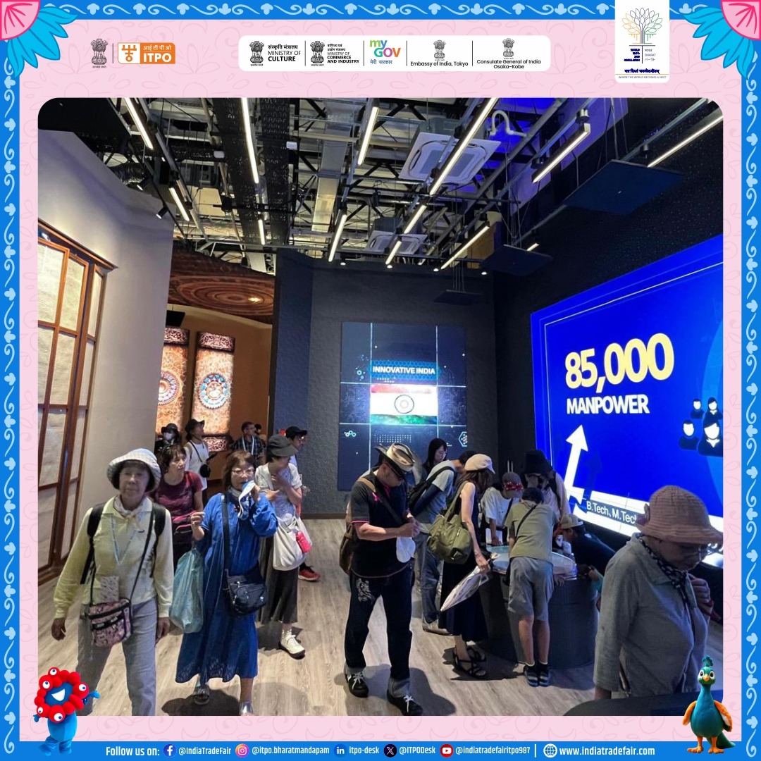 Highlights of 29th July 
India Pavilion Bharat | World Expo 2025 Osaka 
22.5 K+ Visitors Today alone 

As the sun rises over Expo 2025 Osaka, so does the spirit of discovery.
At the India Pavilion – Bharat, visitors gather to witness the symphony of culture, innovation, and