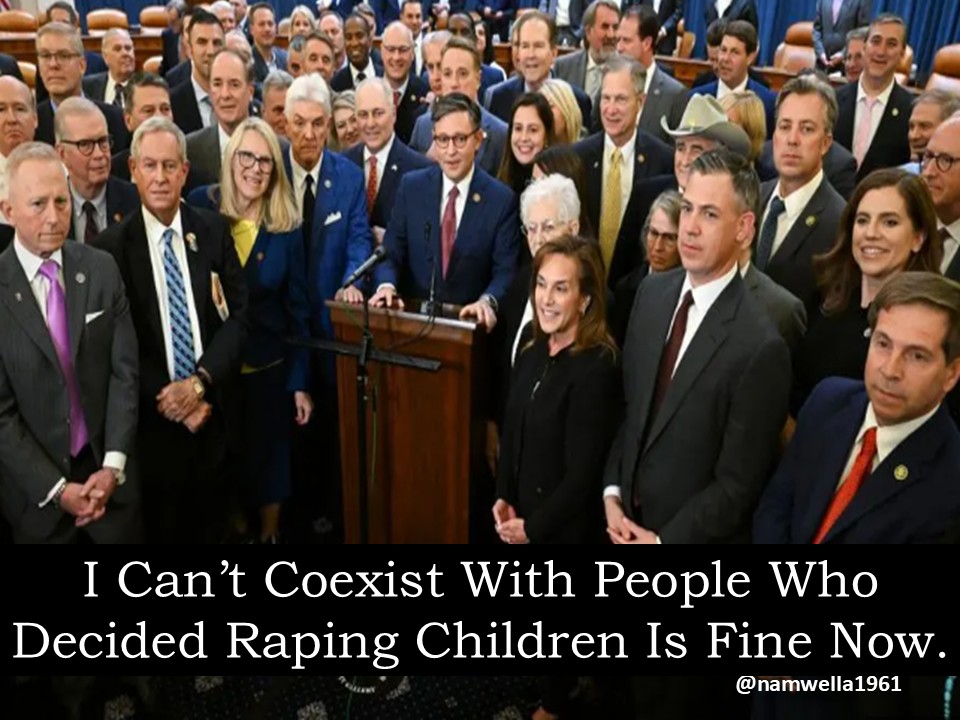 The height of hypocrisy is Republicans ranting about protecting young girls from transgenders in the bathroom, but when given the chance to protect girls from the pedophile in the White House, they decide to victim blame and help cover it up.
#PedoPresident #TrumpEpsteinCoverup