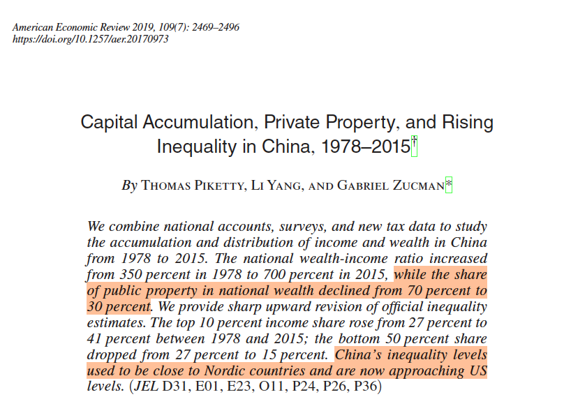 It’s tiresome to debate labels, so I observe:

China’s economic development has been inclusive. Almost everyone has benefited enormously. But clearly, capitalists (the people who own the capital stock &amp; mostly get to keep the returns) are still the primary economic beneficiaries