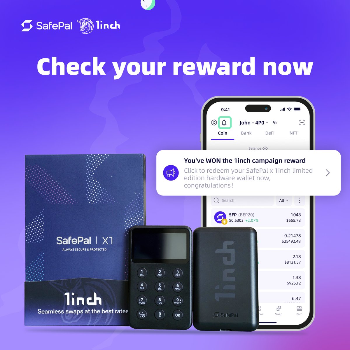 Weekly results are out! 🔥
Check the Notification tab in your SafePal App 👇
Didn’t win yet? Keep swapping via <a href="/1inch/">1inch</a> — your turn might be next!
