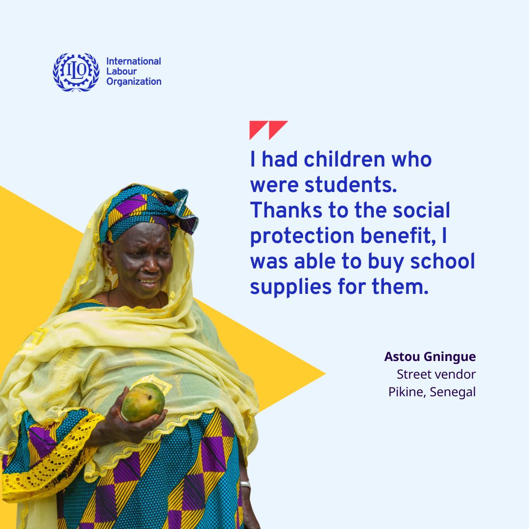 ILO Senegal (@ilosenegal) on Twitter photo "When my husband and later my son fell ill, social protection benefits were my only support," says Astou, a street vendor in Pikine, Senegal.
Thanks to this help, she kept her children in school and her business alive.
#SocialProtection #Senegal #DecentWork #ILO <a href="/ILOAfrica/">ILO Africa</a> "When my husband and later my son fell ill, social protection benefits were my only support," says Astou, a street vendor in Pikine, Senegal.
Thanks to this help, she kept her children in school and her business alive.
#SocialProtection #Senegal #DecentWork #ILO <a href="/ILOAfrica/">ILO Africa</a>