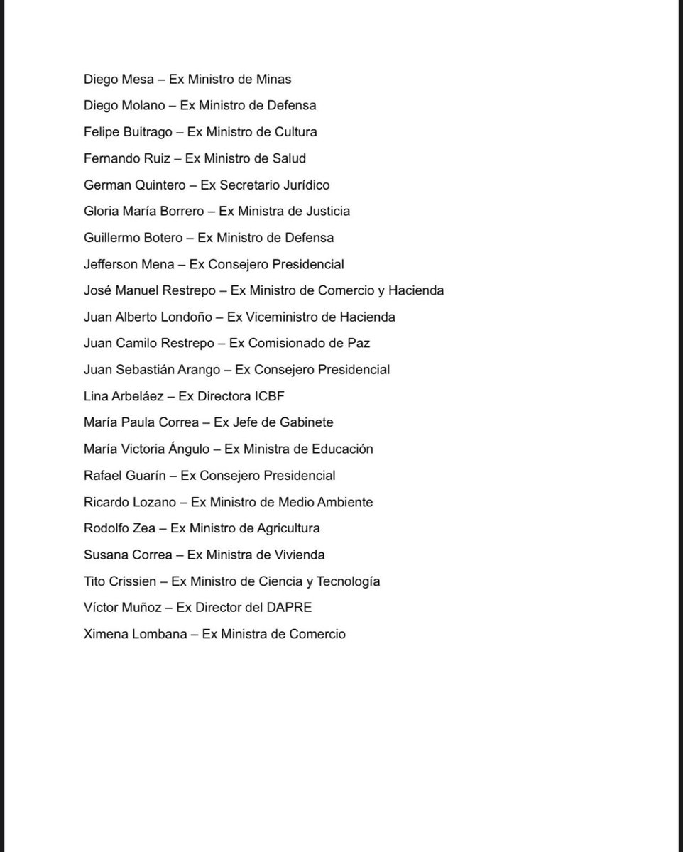 Comunicado a la opinión pública

Bogotá, 29 de julio de 2025

Los abajo firmantes, exfuncionarios del Gobierno del presidente Iván Duque Márquez, expresamos nuestra solidaridad con el expresidente Álvaro Uribe Vélez, frente a la decisión judicial proferida en su contra.