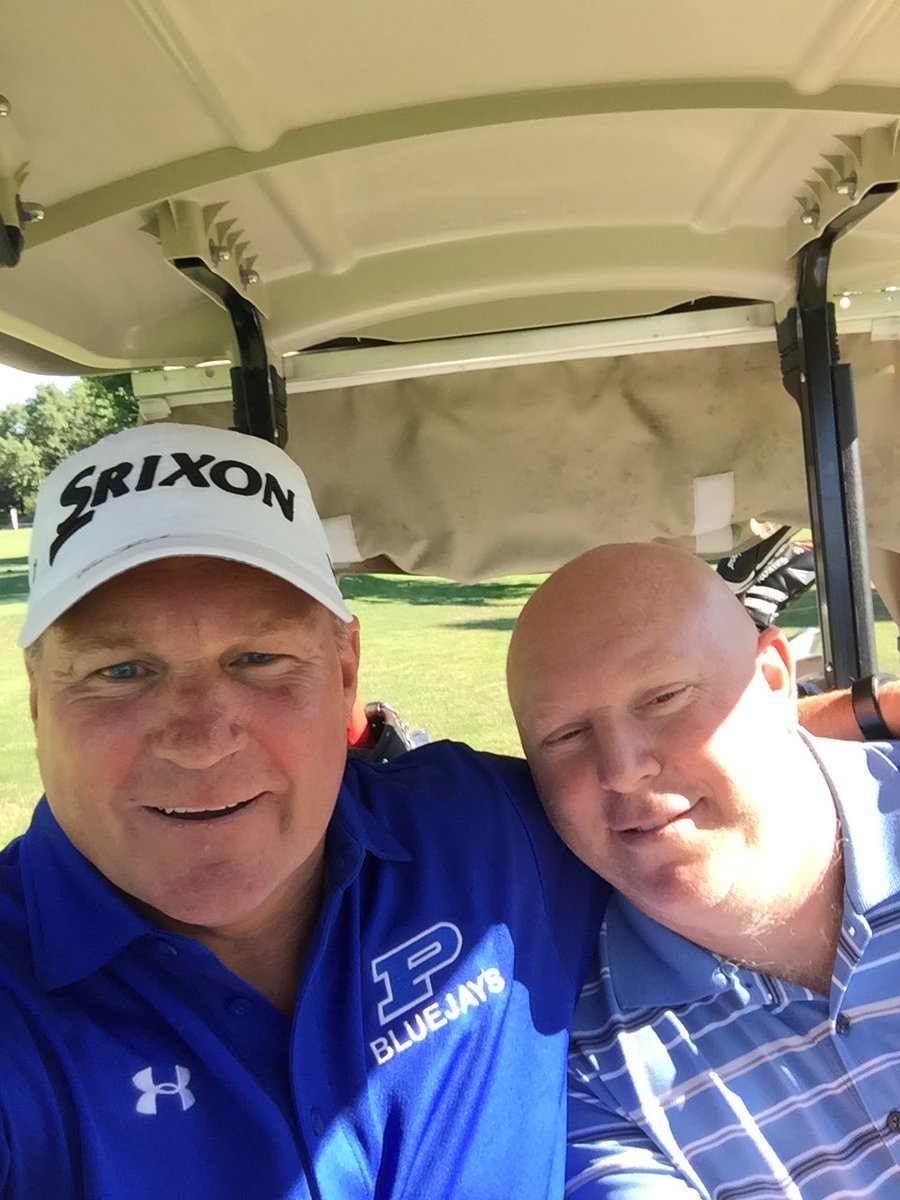 The Dan Keenan Memorial Ryder Cup 2025:                    Yours Truly in a photo with Uncle Fester…(2020) thanks to Mark McCarty for the Perry Bluejay shirt.        #Junebug #TheDK #50220. #OnceABluejayAlways ⁦<a href="/Katokitty66/">IABOCHIMI</a>⁩