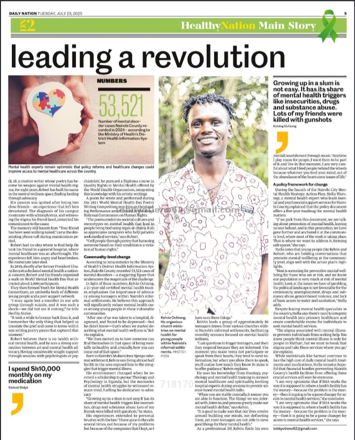 In today's Daily Nation newspaper <a href="/NationAfrica/">Daily Nation</a> #HealthyNation I highlight the story of three men breaking mental health stigma. #MentalHealthMatters #MentalHealthAdvocate #MentalHealth #mentalhealthcheckin
Here is the online link: nation.africa/kenya/health/m…