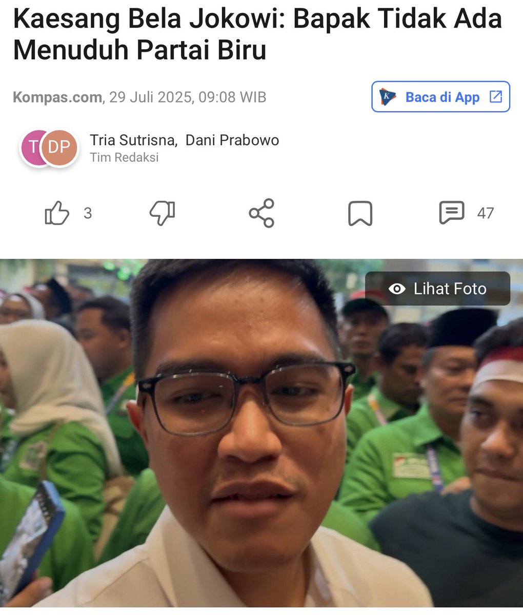 PUTRI CEBONG (IG:Putri_cebong.id) (@__love_ag4ever) on Twitter photo Ketua Umum PSI Kaesang Pangarep, menegaskan bahwa Presiden ke-7 RI, <a href="/jokowi/">Joko Widodo</a> tidak pernah menyebut maupun menuduh "partai biru" sebagai dalang di balik isu ijazah palsu. Pernyataan ini disampaikan untuk meluruskan spekulasi yang menyeret Partai <a href="/PDemokrat/">Partai Demokrat</a> yang sebelumnya juga Ketua Umum PSI Kaesang Pangarep, menegaskan bahwa Presiden ke-7 RI, <a href="/jokowi/">Joko Widodo</a> tidak pernah menyebut maupun menuduh "partai biru" sebagai dalang di balik isu ijazah palsu. Pernyataan ini disampaikan untuk meluruskan spekulasi yang menyeret Partai <a href="/PDemokrat/">Partai Demokrat</a> yang sebelumnya juga