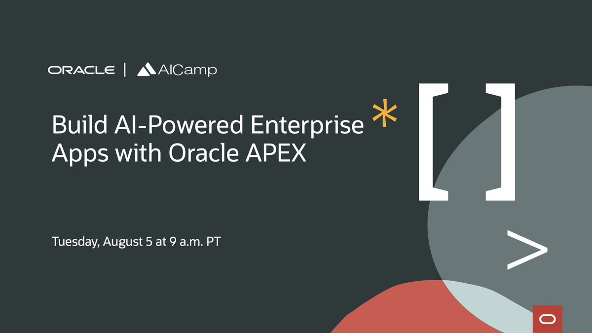 Oracle APEX (@oracleapex) on Twitter photo Explore Generative Development with AI in #orclAPEX at the AI Virtual Seminar series by <a href="/Oracle/">Oracle</a> & <a href="/aicampai/">AICamp</a> with <a href="/chaitanya_in/">Chaitanya Koratamaddi PM #orclAPEX</a> & <a href="/Roopesh_Thokala/">Roopesh Thokala</a>.
๐ฏ Build AI-Powered Enterprise Apps
๐๏ธ Aug 5 | ๐๏ธ 9 AM PDT | Virtual
social.ora.cl/6015fR5EP
#LowCode Explore Generative Development with AI in #orclAPEX at the AI Virtual Seminar series by <a href="/Oracle/">Oracle</a> & <a href="/aicampai/">AICamp</a> with <a href="/chaitanya_in/">Chaitanya Koratamaddi PM #orclAPEX</a> & <a href="/Roopesh_Thokala/">Roopesh Thokala</a>.
๐ฏ Build AI-Powered Enterprise Apps
๐๏ธ Aug 5 | ๐๏ธ 9 AM PDT | Virtual
social.ora.cl/6015fR5EP
#LowCode