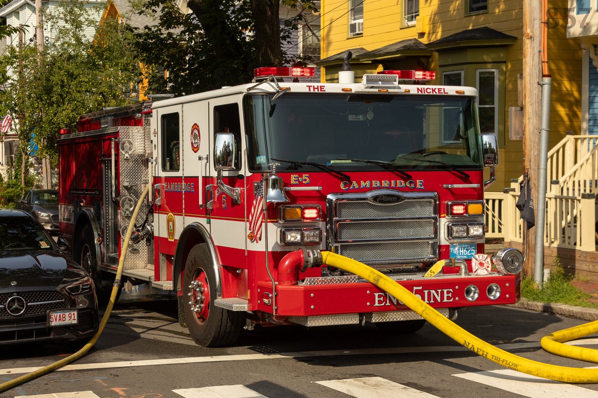 Cambridge Engine 5, Ladder 1, Rescue 1, Squad 3 and Division 1 operate on the scene of an MVA on Broadway, yesterday afternoon. The car struck a gas meter on a building, causing a leak. Crews stood by with a line until the leak was secured. The driver was transported by Pro EMS.