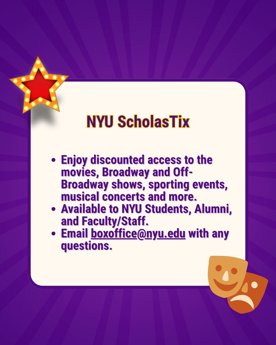 NYUStudentLink's tweet image. From tech to Broadway, your NYU ID gets you more than you think 🎭💻
#NYUStudentLife #StudentTips