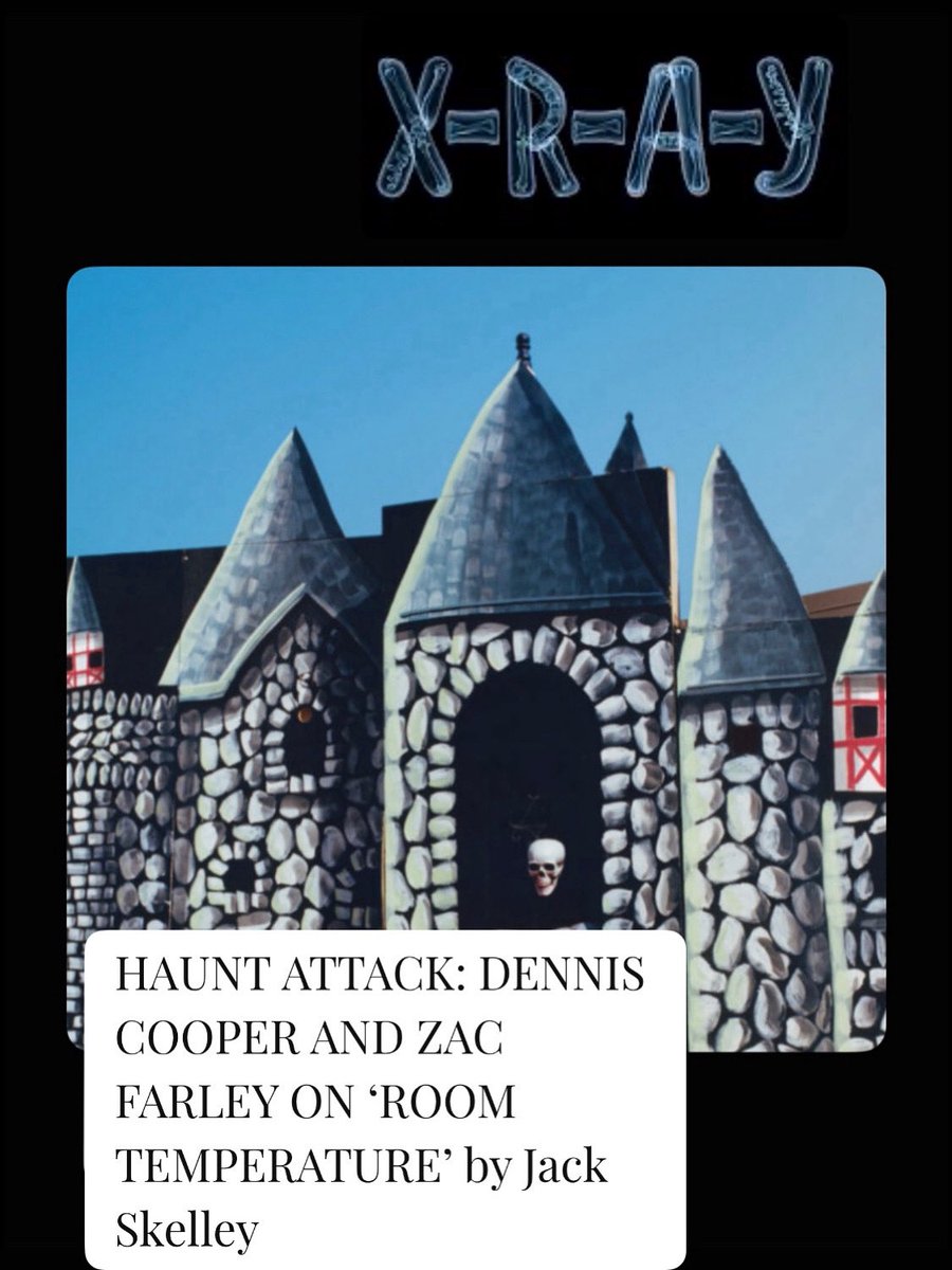 Dennis Cooper &amp; Zac Farley discuss their new film, ‘Room Temperature’ – about a family building a homemade haunted house – with Jack Skelley. xraylitmag.com/haunt-attack-d…