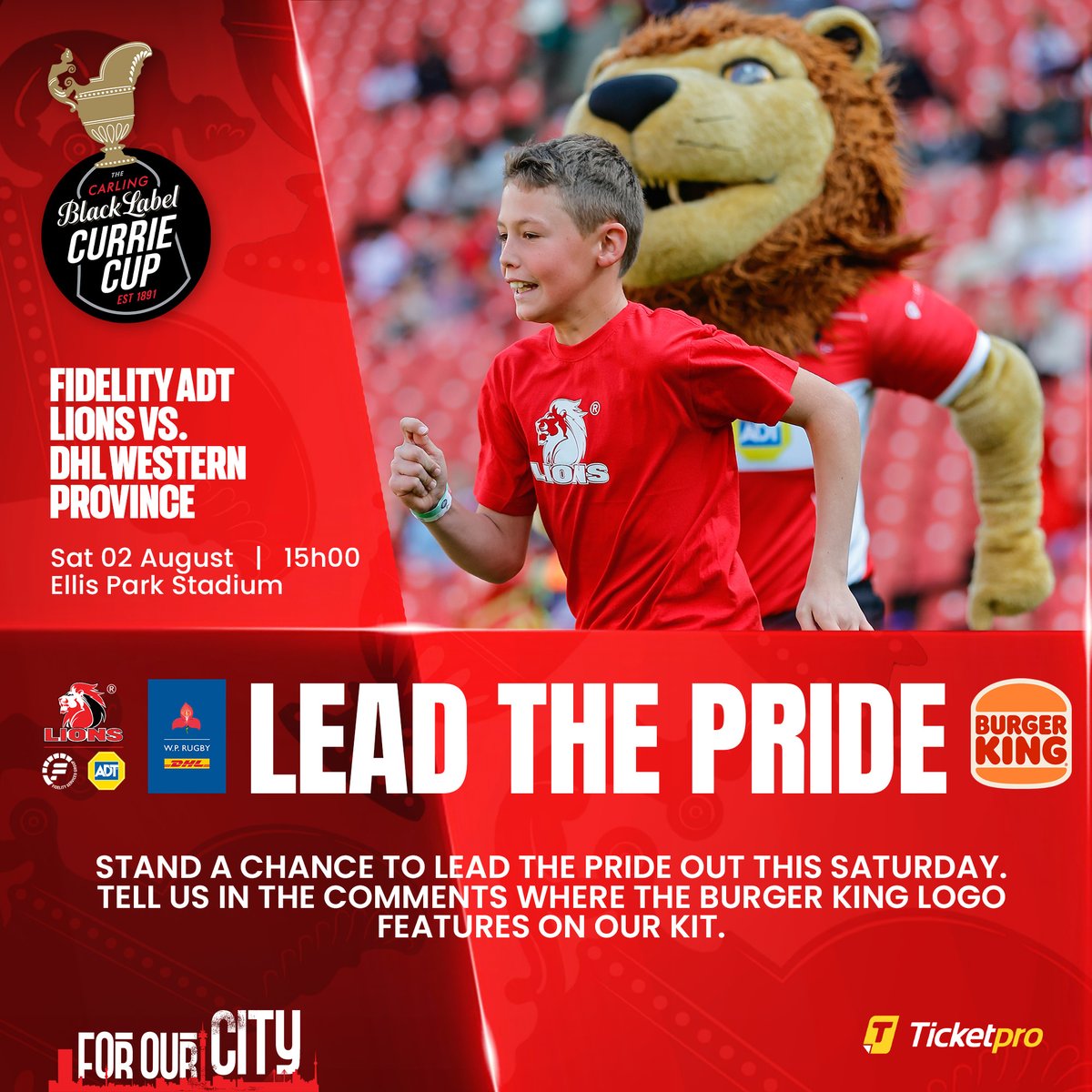 Want to lead the Pride out this Saturday against the DHL Western Province?
To stand a chance, tell us where the Burger King logo features on our kit... 👀🍔
👇 Drop your answer in the comments.

#CurrieCup | #WhereChampionsRise | #ForOurCity
#LionsPride🦁