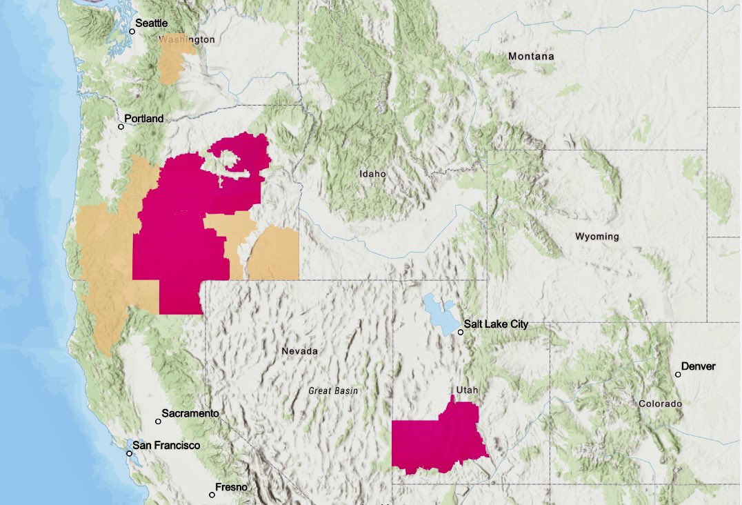 HotshotWake's tweet photo. Red Flags and Fire Weather Watch:
Oregon, Washington, California, and Utah https://t.co/4Qwr2dsJiL