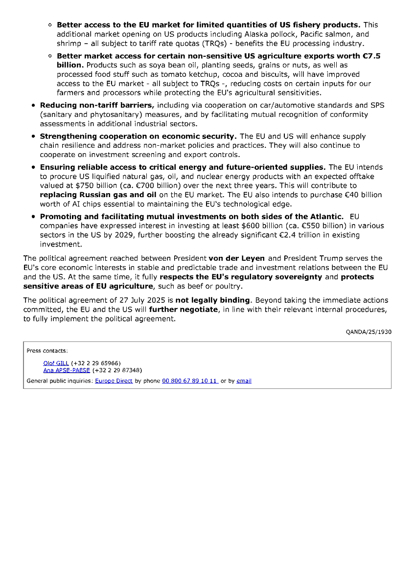 By resolving our differences on trade, we can focus on working together to address shared global economic and geopolitical challenges.

EU-US trade deal explainer ↓

europa.eu/!vFrJwc