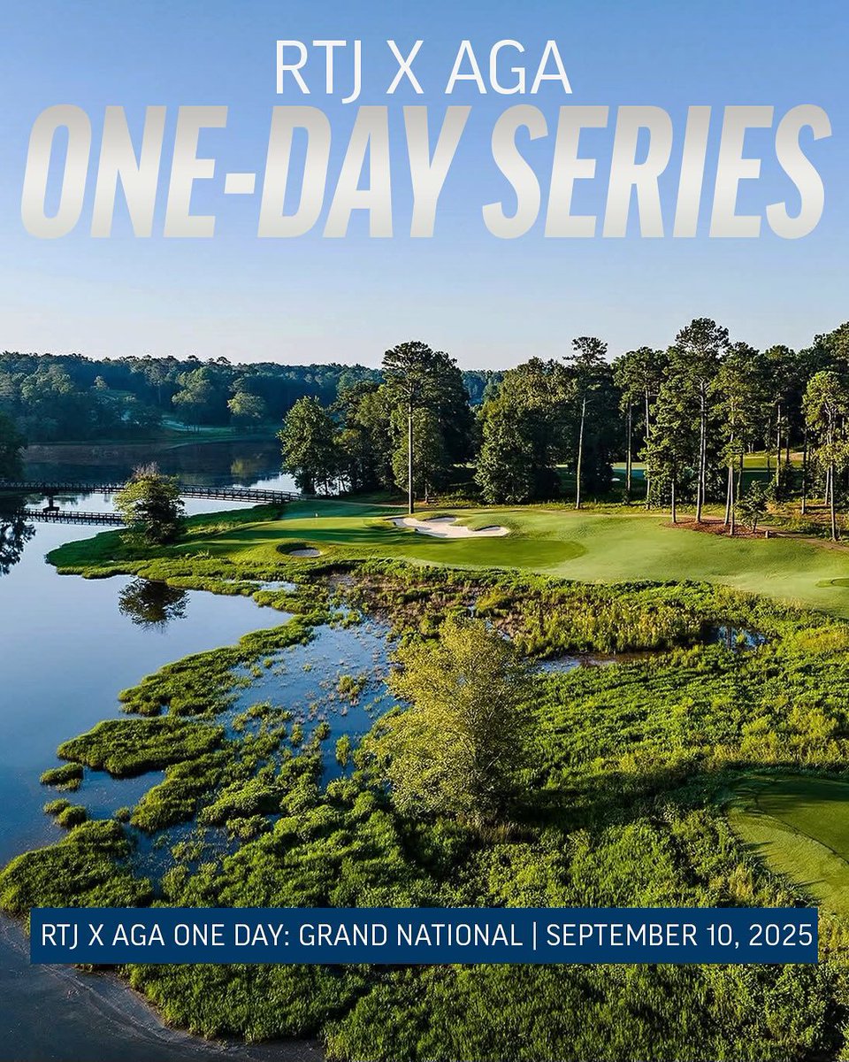 RTJ Golf Trail (@rtjgolf) on Twitter photo ENTRIES ARE OFFICIALLY OPEN for the RTJ x <a href="/bamagolf/">Alabama Golf Association</a> One-Day Series @ Grand National on Wednesday, September 10, 2025
This event is open to AGA members with an active Handicap Index from an AGA member club
🎯Register: spr.ly/6018Nc1Te
🚨Entries Close: 9/2/2025 @ 11:59 pm ENTRIES ARE OFFICIALLY OPEN for the RTJ x <a href="/bamagolf/">Alabama Golf Association</a> One-Day Series @ Grand National on Wednesday, September 10, 2025
This event is open to AGA members with an active Handicap Index from an AGA member club
🎯Register: spr.ly/6018Nc1Te
🚨Entries Close: 9/2/2025 @ 11:59 pm