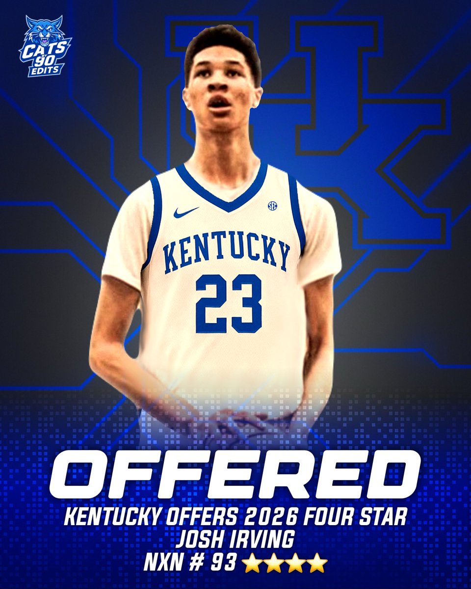 Dylan (@bigbluedylan) on Twitter photo NEW: Kentucky has a new offer extended in the 2026 class. 4⭐️ C Josh Irving!
<a href="/Josh_Irving21/">Josh Irving</a>
Josh has had a dominating spring on the <a href="/PRO16League/">PRO16/NXTPRO League</a> Circuit.
ELITE Rim-Rim runner, Elite Shot Blocker whose offensive game is Growing at a very quick pace. #BBN #KentuckyBasketball NEW: Kentucky has a new offer extended in the 2026 class. 4⭐️ C Josh Irving!
<a href="/Josh_Irving21/">Josh Irving</a>
Josh has had a dominating spring on the <a href="/PRO16League/">PRO16/NXTPRO League</a> Circuit.
ELITE Rim-Rim runner, Elite Shot Blocker whose offensive game is Growing at a very quick pace. #BBN #KentuckyBasketball