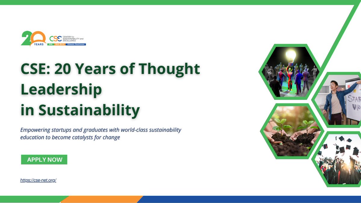 Center for Sustainability & Excellence (CSE) (@cse_network) on Twitter photo ๐ CSE celebrates 20 years with 2 big training grants!
๐ฌ๐ท Students in Greece:
โฌ10,000 in free online training for 50 future changemakers
forms.office.com/e/UheiP9sQn6
๐ Startups in ๐บ๐ธ ๐จ๐ฆ ๐ช๐บ:
$60,000 for 100 green innovators
forms.office.com/e/QrLQZeyJ28
#CSE #SustainabilityAcademy ๐ CSE celebrates 20 years with 2 big training grants!
๐ฌ๐ท Students in Greece:
โฌ10,000 in free online training for 50 future changemakers
forms.office.com/e/UheiP9sQn6
๐ Startups in ๐บ๐ธ ๐จ๐ฆ ๐ช๐บ:
$60,000 for 100 green innovators
forms.office.com/e/QrLQZeyJ28
#CSE #SustainabilityAcademy
