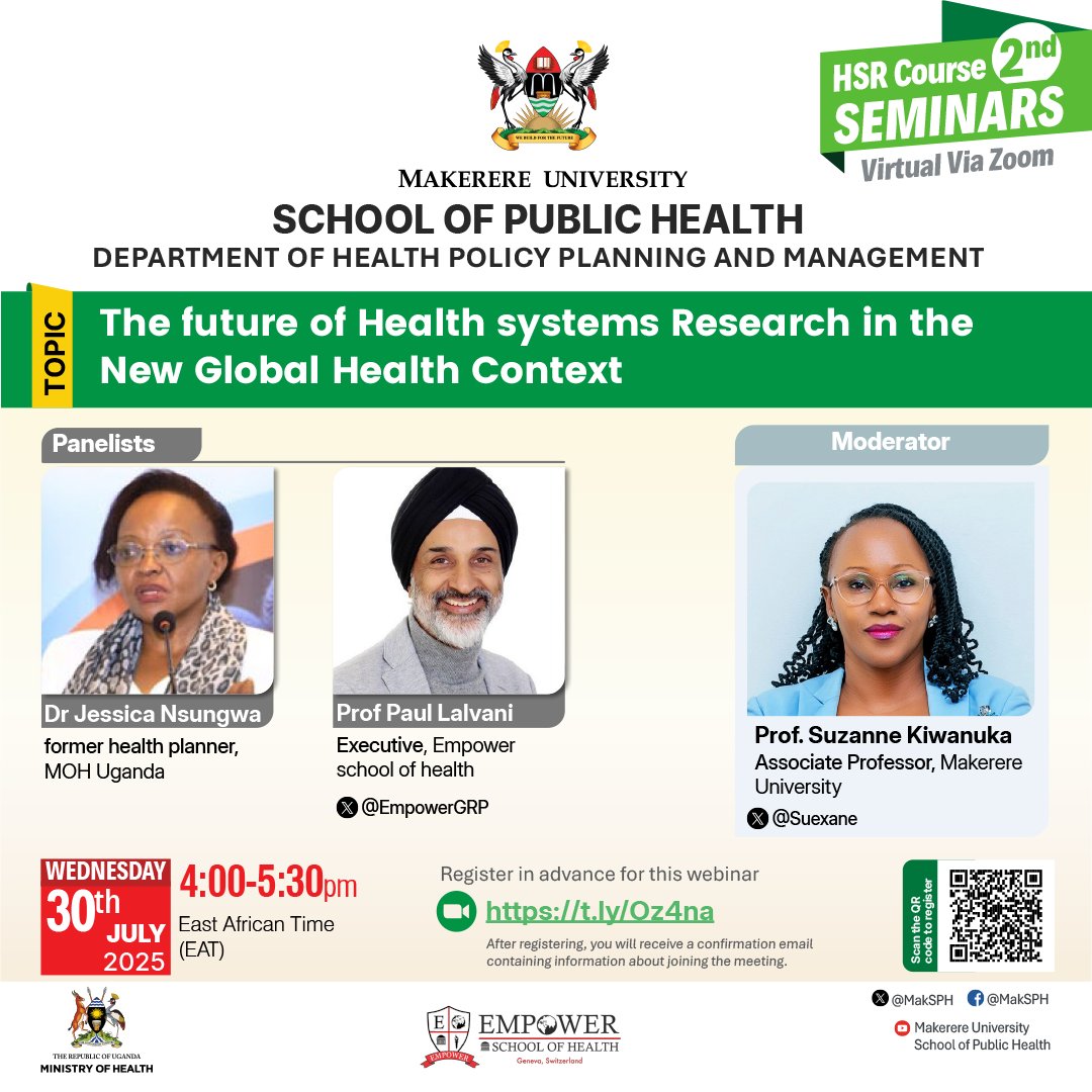WEBINAR: The Future of Health Systems Research in the New Global Health Context

Join leading voices in global health systems research this Wednesday, 30th July 2025, from 4:00 to 5:30 pm EAT, for an insightful discussion on how health systems research must evolve to meet the