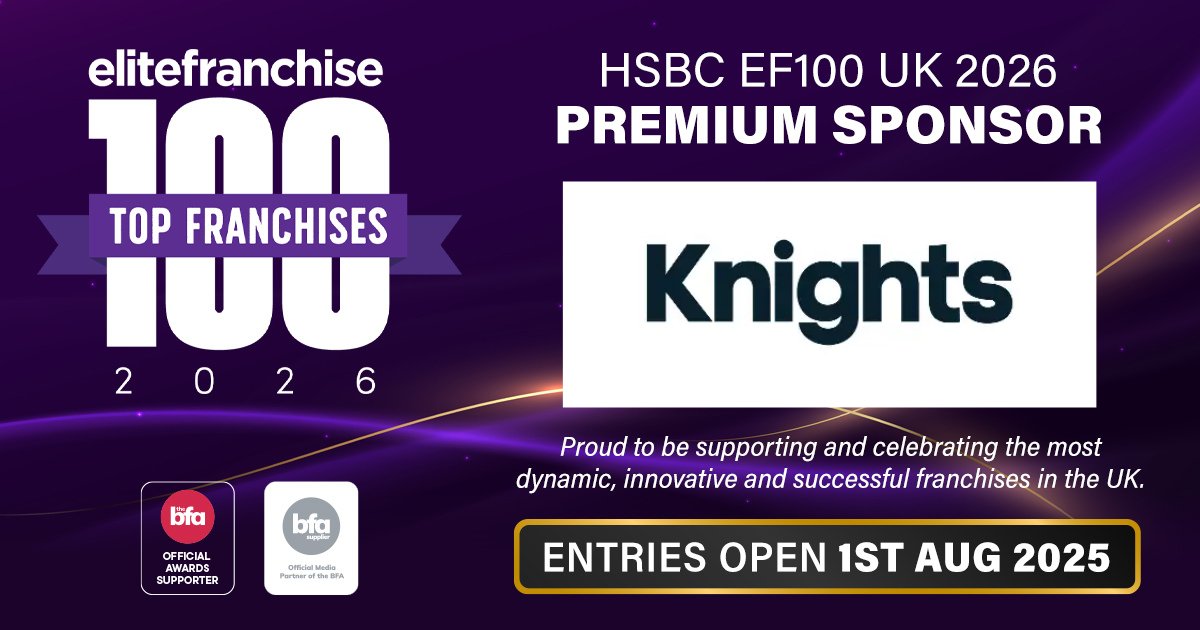 Welcome Knights, as an EF100 Platinum Sponsor for the #EF100 2026

With years of #franchising experience, Knights support UK, international &amp; multi-unit franchisees at every stage.

Entries for EF100 2026 open on the 1st August. Free to apply!

👉elitefranchisemagazine.co.uk/ef100

#awards