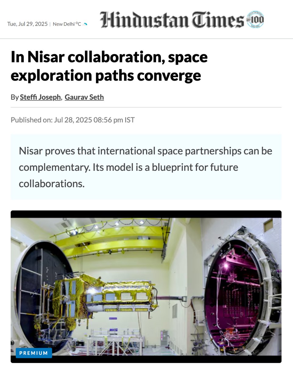 NISAR is a technical marvel - but what’s less known is the long and distinct journeys NASA and ISRO took to create the world’s first dual-band SAR mission. Our CEO and Co-founder, <a href="/GauravSeth93/">Gaurav Seth</a>, wrote about it in an opinion piece for the Hindustan Times.

NISAR lifts off tomorrow