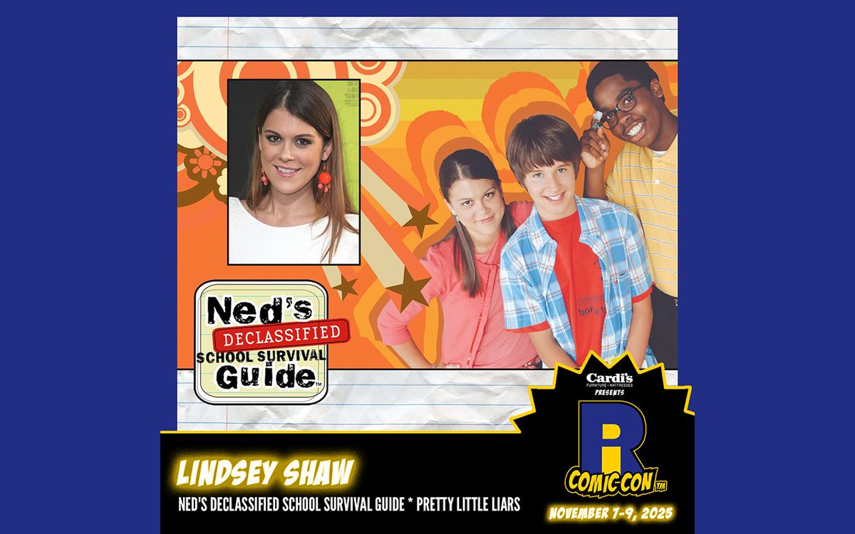 Please welcome Lindsey Shaw to #RICC2025 at <a href="/The_AMPPVD/">Amica Mutual Pavilion</a> and <a href="/RIConvention/">Rhode Island Convention Center</a>! Lindsey is known for playing Jennifer "Moze" Mosely on Ned's Declassified School Survival Guide. She also co-starred in Aliens in America as Claire Tolchuk, 10 Things I Hate About You as Kat Stratford, and