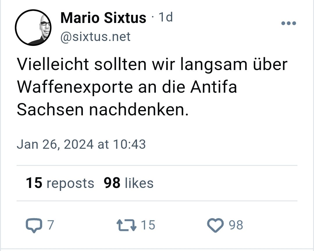 ZDF Drehbuchautor Mario Sixtus: "Vielleicht sollten wir langsam über Waffenexporte an die Antifa Sachen nachdenken." #OerrBlog