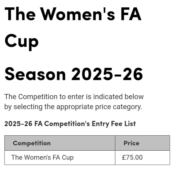 Teams who enter and exit the competition in the #AdobeWomensFACup Preliminary Round will run at a loss. 

£150 isn't enough to cover expenses; it barely covers the entry fee.