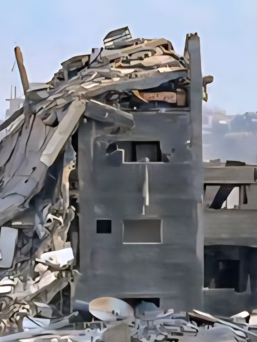 On the left is Barack Hussein Obama's prized 1.5 Billion dollar library in Chicago. On the right is a terrorist's nest in Gaza renovated by the Israeli army for about 50 thousand dollars. Similar ideology, same results.