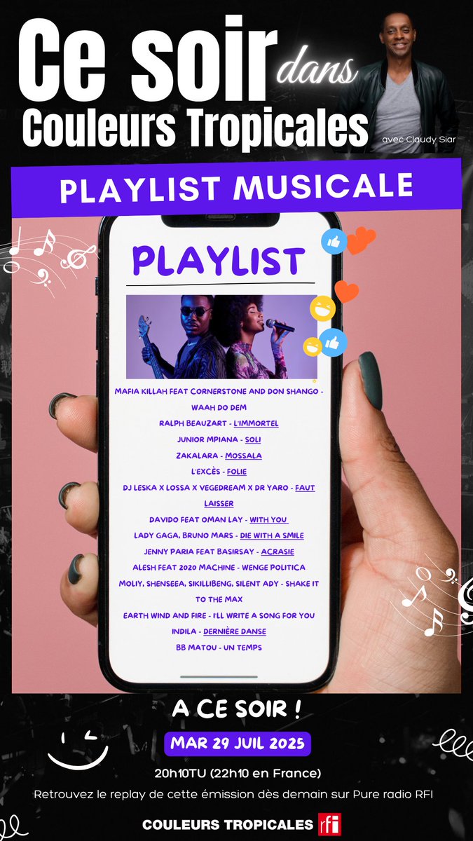👉RDV à 20h10TU (22h10 en France) sur <a href="/RFI/">RFI</a> avec <a href="/Claudy_Siar/">Claudy Siar</a> 🔥🔥🔥