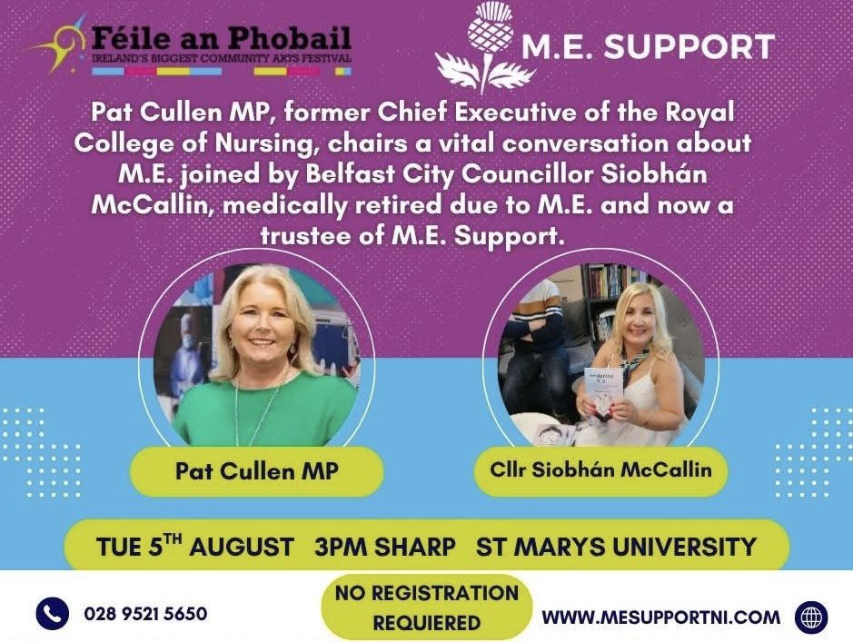 Órlaithí Flynn (@orlaithif_mla) on Twitter photo Pat Sheehan MLA and I recently visited M.E. Support N.I's new offices — a great charity supporting people with M.E.
As part of <a href="/FeileBelfast/">Féile an Phobail</a>, they’re hosting an important conversation next week focused on the lived experience of M.E. — an event I’d highly recommend attending. Pat Sheehan MLA and I recently visited M.E. Support N.I's new offices — a great charity supporting people with M.E.
As part of <a href="/FeileBelfast/">Féile an Phobail</a>, they’re hosting an important conversation next week focused on the lived experience of M.E. — an event I’d highly recommend attending.